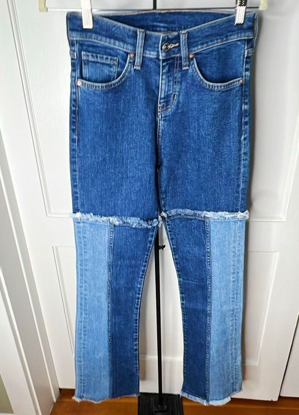 Velocity Apparel Patchwork Denim Flare Jeans Size 27 Nwot Sample